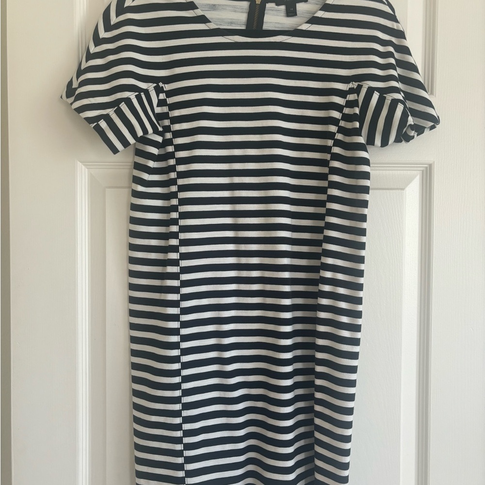 J. Crew Black and White Striped Mini Dress